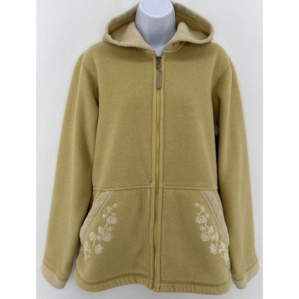 Patagonia Vintage Synchilla Hoodie Women's L Full Zip Canary Fleece Floral USA‎